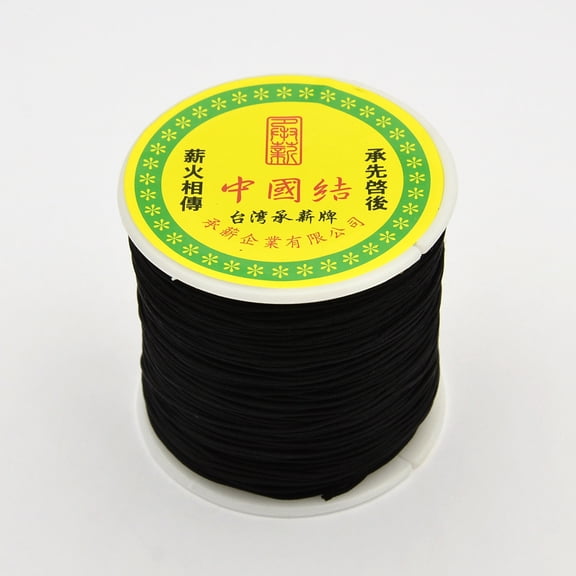Round String Thread Polyester Fibre Cords Black 0.8mm about 109.36 yards(100m)/roll DIY