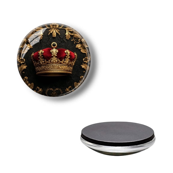 Round Strong Magnetic Glass Refrigerator Magnets, Golden Crown Non-Scratch Decorative Magnets for Fridge Kitchen, Office Whiteboard and Lockers Associations (1.18*1.18 Inch)