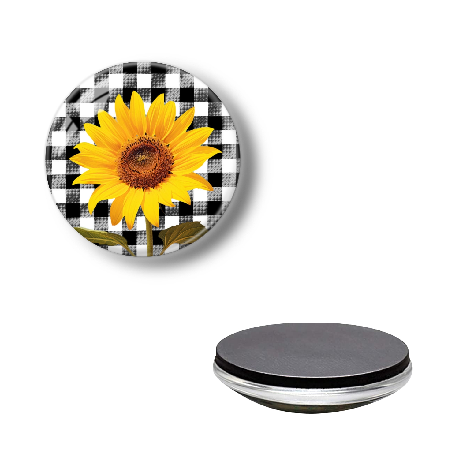 Round Strong Magnetic Glass Refrigerator Magnets, Sunflower on Table ...
