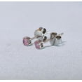 thumbnail image 1 of Round Stud Earrings, 3mm Pink Sapphire Gemstone Earrings, 925 Sterling Silver Everyday Studs, 1 of 2