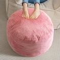thumbnail image 1 of Round Stuffed Pouf Ottoman, Corduroy Poufs with Foam Chunk Filling, Furry and Fluffy Pouf Foot Stool Storage Ottoman, 20 X 15 Floor Poufs Foot Rest for Living Room, Pink, 1 of 13