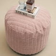 thumbnail image 1 of Round Stuffed Pouf Ottoman for Foot Rest, Storage Ottoman Pouf Foot Stool Cushion, Faux Fur Poufs with Foam Chunk Filling, 20 X 15 Inch Floor Chair for Living Room Bedroom Home Decor, Pink, 1 of 14