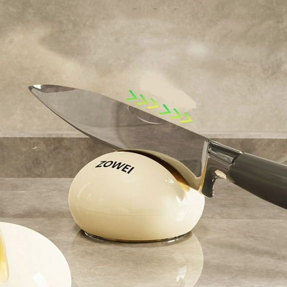 Round Suction Cup Knife Sharpener, Compact Plastic and Steel Blade Sharpening Tool with Secure Base, 2.83x2.83x1.81in, Multi-Purpose Kitchen Accessory