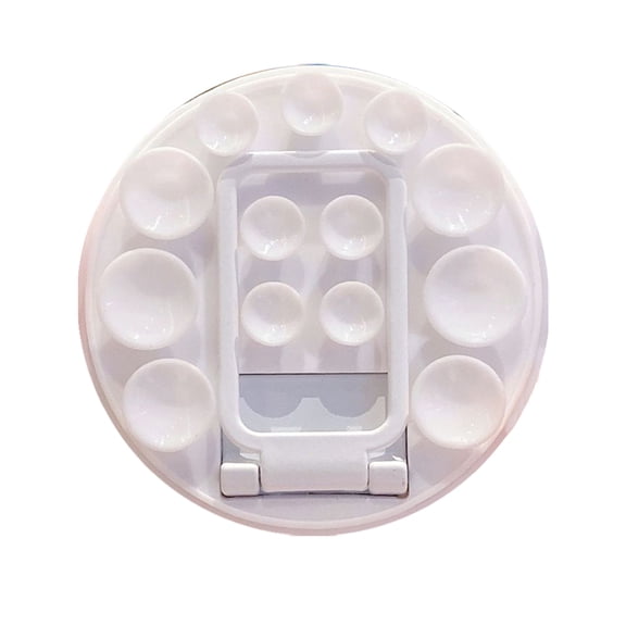 Round Suction Cup Phone Holder White Color Universal Silicone Grip for Mirror Glass Surface Hands Free Use