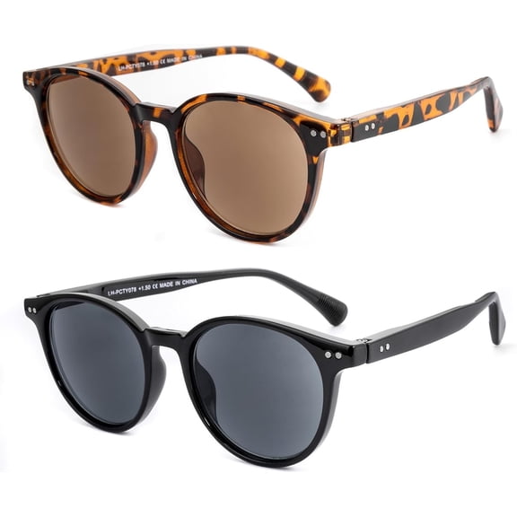 Round Sun Readers for Men Women,  Style Reading Sunglasses with UV400 Protection Magnifying Lenses for Outdoor