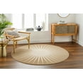 thumbnail image 1 of Round Sunburst Hand-Tufted New Zealand Wool Rug | Modern Leather Accent Carpet for Living Room, Bedroom, & Home Décor(Beige_5x5), 1 of 5