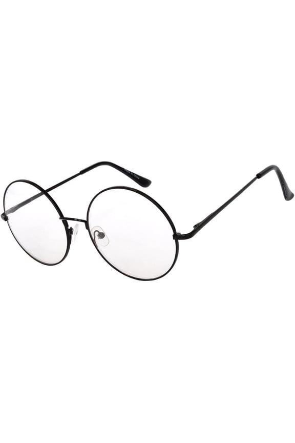 Round Sunglasses - (56mm) Black Frame / Clear Lens