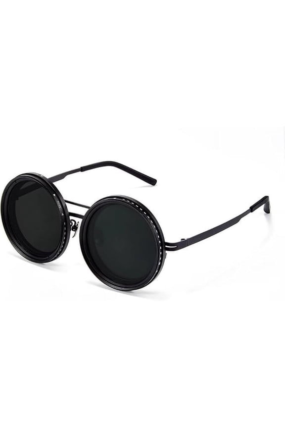 Round Sunglasses for Men with Adjustable Tint - Polarized UV Protection Sunglasses - Auto Darkening Transition Eyewear for Driving Fishing Golf - Reversible Light Changing Lens Eyewear