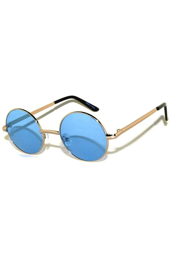 Round Sunglasses - Small (43mm) Gold Frame / Blue Lens