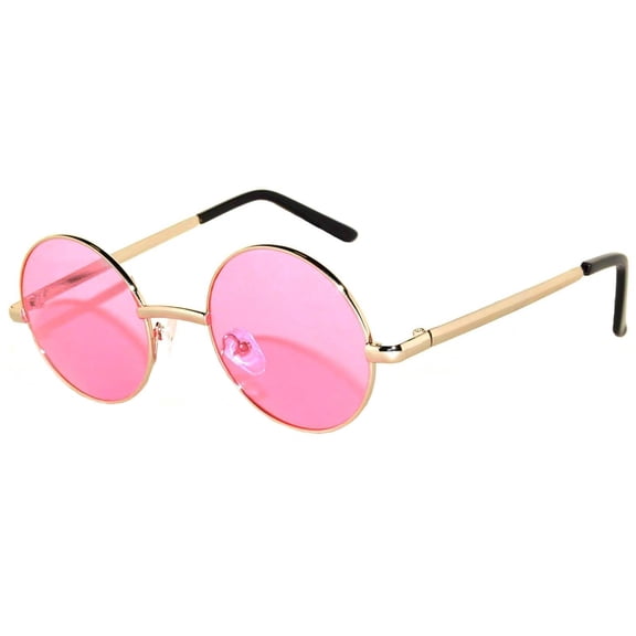 Round Sunglasses - Small (43mm) Gold Frame / Pink Lens