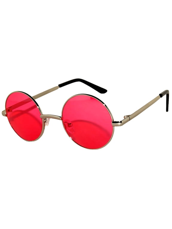 Round Sunglasses - Small (43mm) Gold Frame / Red Lens