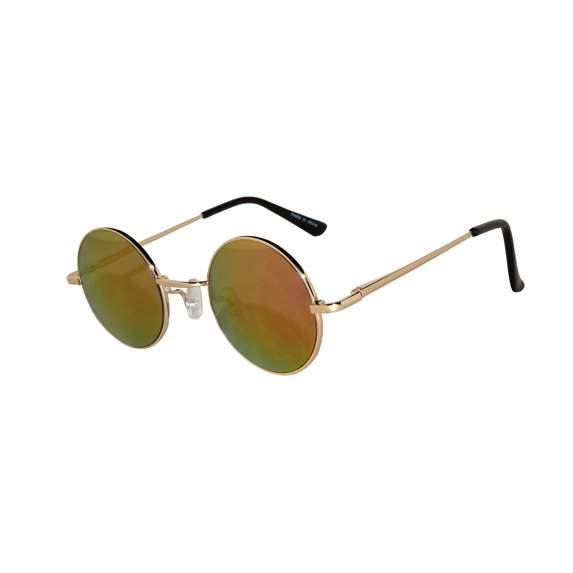 Round Sunglasses - Small (43mm) Gold Frame / Red Mirror Lens