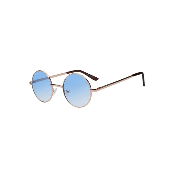 Round Sunglasses - Small (43mm) Gold Frame / Two-tone Blue Clear Lens
