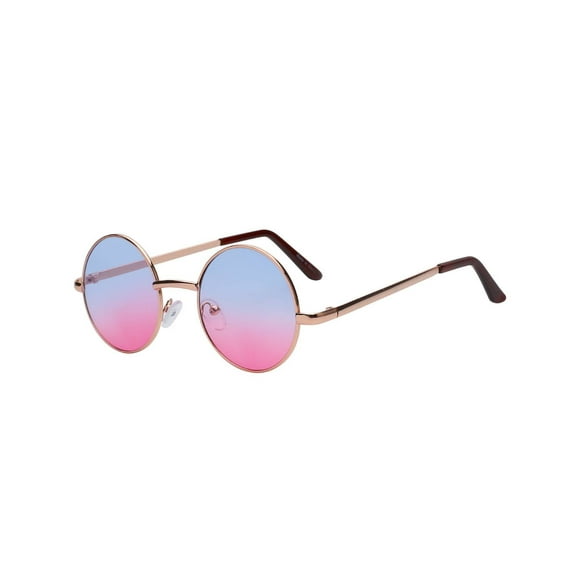 Round Sunglasses - Small (43mm) Gold Frame / Two-tone Blue Pink Lens