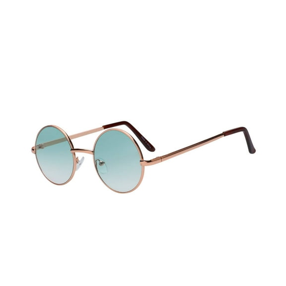 Round Sunglasses - Small (43mm) Gold Frame / Two-tone Green Clear Lens