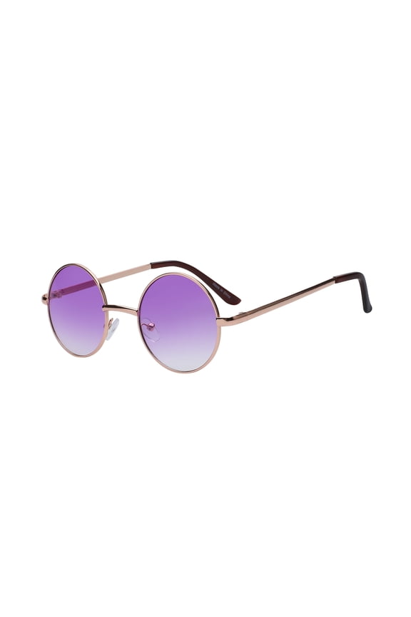 Round Sunglasses - Small (43mm) Gold Frame / Two-tone Purple Clear Lens