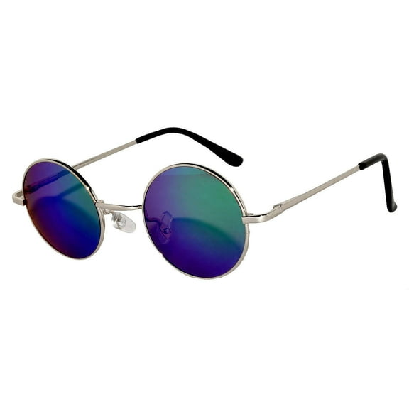 Round Sunglasses - Small (43mm) Silver Frame / Bluegreen Lens