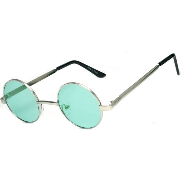 Round Sunglasses - Small (43mm) Silver Frame / Green Lens