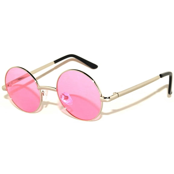 Round Sunglasses - Small (43mm) Silver Frame / Pink Lens