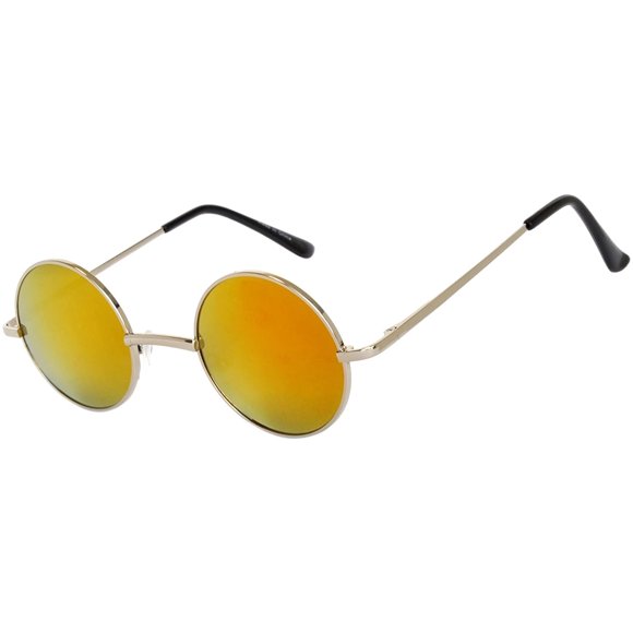 Round Sunglasses - Small (43mm) Silver Frame / Red Mirror Lens