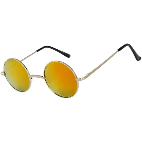 Round Sunglasses - Small (43mm) Silver Frame / Red Mirror Lens