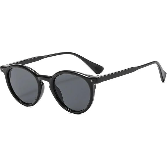 Round Sunglasses Women Men Shades Transparent Frame Sun Glasses Uv400(Black,one)