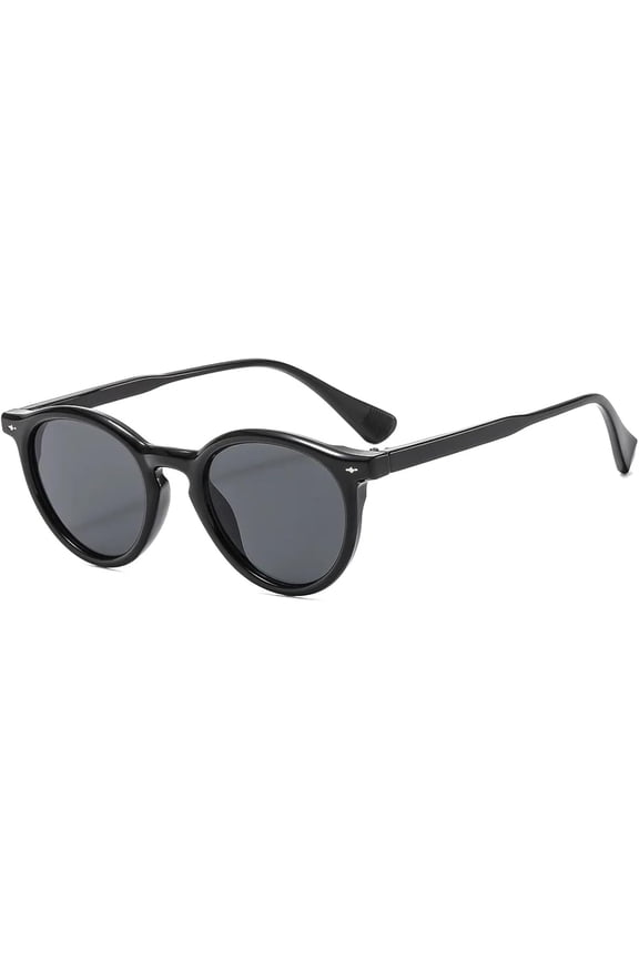 Round Sunglasses Women Men Shades Transparent Frame Sun Glasses Uv400( Black ,one)