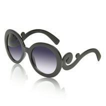 Round Sunglasses for Women Big Designer Baroque Swirl Temple Uv400 Protection