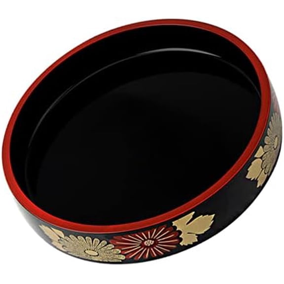 Round Sushi Plate 11.6 Inch Reusable Abs Plastic Japanese Style Serving Tray for Sashimi Seafood Salmon Buffet Party Wedding Platter Black$$Home Decor, Kitchen, & Other