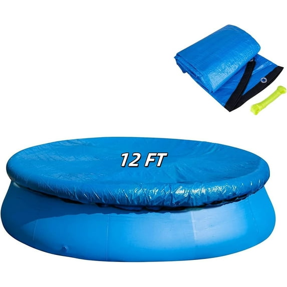 Round Swimming Pool Solar Cover,Durable Dustproof Rainproof Pool Cover for Inflatable Family Pool Paddling Pools (12FT)