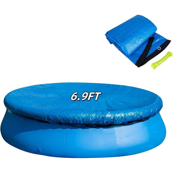Round Swimming Pool Solar Cover,Durable Dustproof Rainproof Pool Cover for Inflatable Family Pool Paddling Pools (6.9FT)
