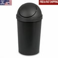 thumbnail image 1 of Round Swingtop Wastebasket Indoor Use Easy Clean Plastic Ideal Kitchen Bathroom, 1 of 6