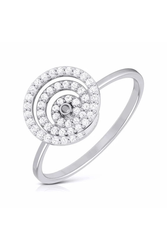 Round Swirl Pave Set Diamond Engagement Ring 1.9 Ct Diamond 14K White Gold Over