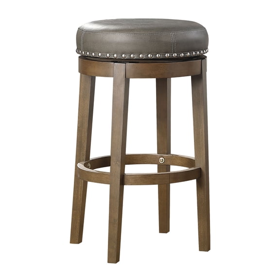 Round Swivel Bar Stools - Nailhead Trim Design - Dining Room Decorating - 250lbs Support