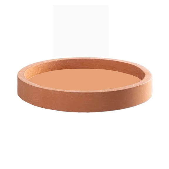 Round Synthetic Resin Plant Drip Tray, Imitation Cement Pallet for Home Garden Patio