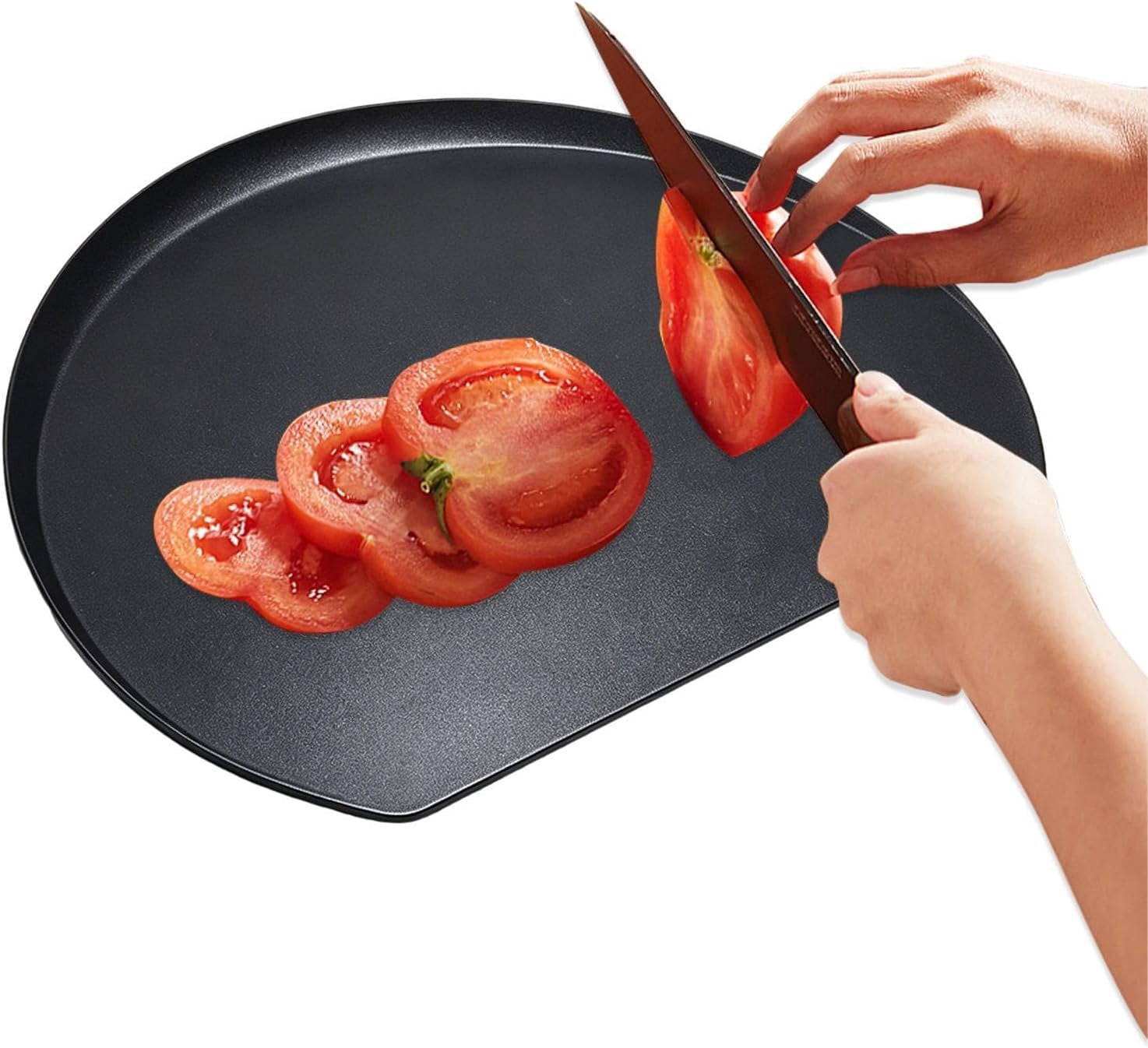 Round TPU Cutting Board for Kitchen, Semi-Circle Anti-Slip Chopping Mat, Scratch Resistant & Heat Safe Flexible Prep Surface for Kids & Adults (k)