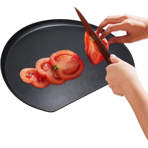 Round TPU Cutting Board for Kitchen, Semi-Circle Anti-Slip Chopping Mat, Scratch Resistant & Heat Safe Flexible Prep Surface for Kids & Adults (k)