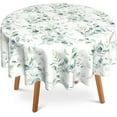 thumbnail image 1 of Round Table Cloth 60 Inch,Green Eucalyptus Leaves Tablecloth Waterproof Stain Resistance Wrinkle Polyester Circle Table Cover for Home Kitchen Dining Party Camping Pinic Decor, 1 of 6