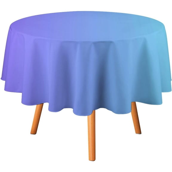 Round Table Cloth Blue Purple Ombre Tablecloths Washable Table Cover for Kitchen Dinning Party Tabletop Modern Decoration,60inch