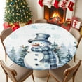 thumbnail image 1 of Round Table Cloth with Elastic Fitted Edged, Christmas Snowman Xmas Tree Waterproof Tablecloth for 55"-60" Tables Winter Snowflake Scenery Wipeable Indoor Table Cover for Kitchen Picnic Camping, 1 of 9