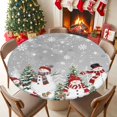 thumbnail image 1 of Round Table Cloth with Elastic Fitted Edged, Xmas Trees Rabbits Squirrels Waterproof Tablecloth for 45"-54" Tables Winter Snowmen Snowflakes Wipeable Indoor Table Cover for Kitchen Picnic Camping, 1 of 9