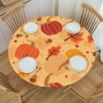 thumbnail image 1 of Round Table Cloth Fall Leaf Pumpkin Tablecloth Elastic Edge Fitted Autumn Theme Table Cover Fits Tables Up to 40"-44" Diameter, 1 of 6