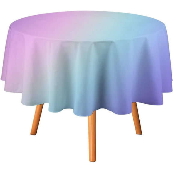 Round Table Cloth Girly Purple Pink Aqua Silver Tablecloths Washable Table Cover for Kitchen Dinning Party Tabletop Modern Decoration,60inch