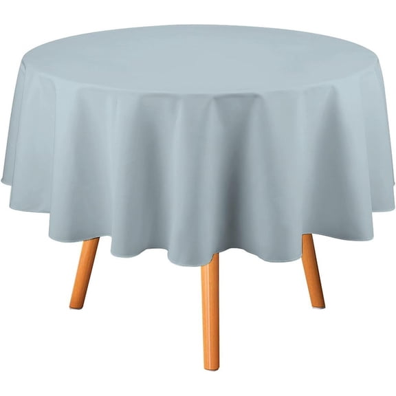 Round Table Cloth, Light Blue Solid Color Tablecloth Washable Dinng Table Covers Decorative for Kitchen & Table Linens 60" x 60"