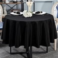 thumbnail image 1 of Round Table Cloth Linen Farmhouse Tablecloth Waterproof Anti-Shrink Soft and Wrinkle Resistant Decorative Fabric Table Cover for Kitchen (Black, 60" Round (2-4 Seats)), 1 of 6
