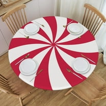 Round Table Cloth Peppermint Swirl Candy Tablecloth Elastic Edge Fitted Christmas Table Cover Fits Tables Up to 45"-50" Diameter