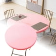 thumbnail image 1 of Round Table Cloth, Reversible Waterproof Stain Resistant Elastic Stretch Tablecloth, Wipe Clean Table Cover for Outdoor/Indoor Use,80CM,Pink, 1 of 7