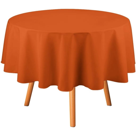 Round Table Cloth, Solid Dark Burnt Orange Tablecloth Washable Dinng Table Covers Decorative for Kitchen & Table Linens 70" x 70"