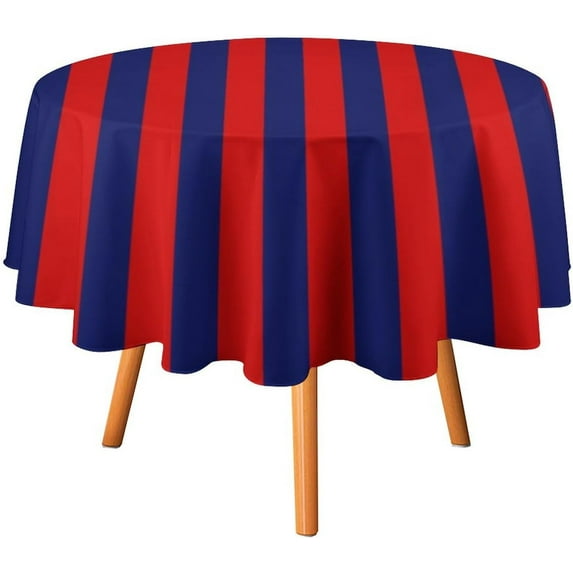 Round Table Cloth Stripe Red Blue Tablecloths Washable Table Cover for Kitchen Dinning Party Tabletop Modern Decoration,70inch