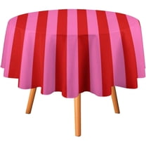 Round Table Cloth Stripe Red Hot Pink Tablecloth Washable Table Cover for Kitchen Dinning Party Tabletop Modern Decoration,70inch